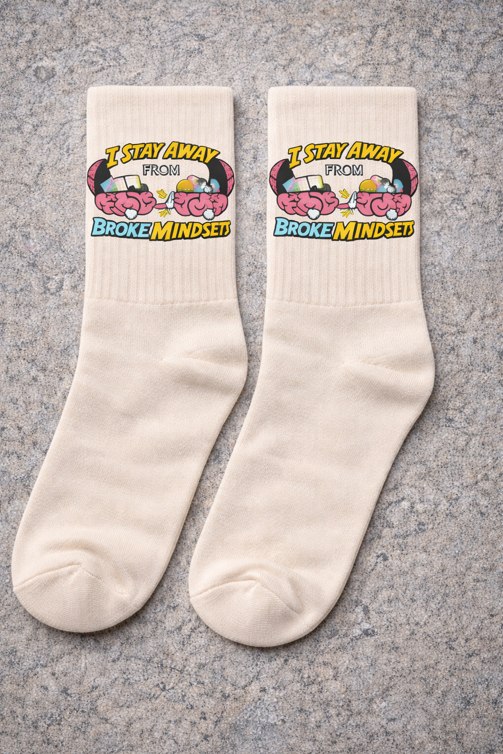 I Stay Away From Broke Mindset” Motivational Crew Socks