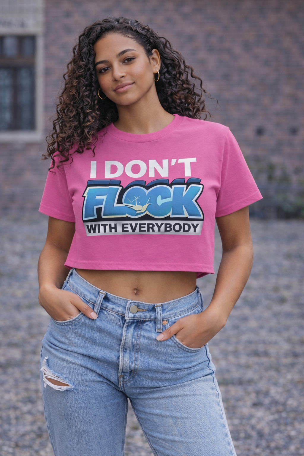 Women’s Pink I Don’t Flock With Everybody Crop Top