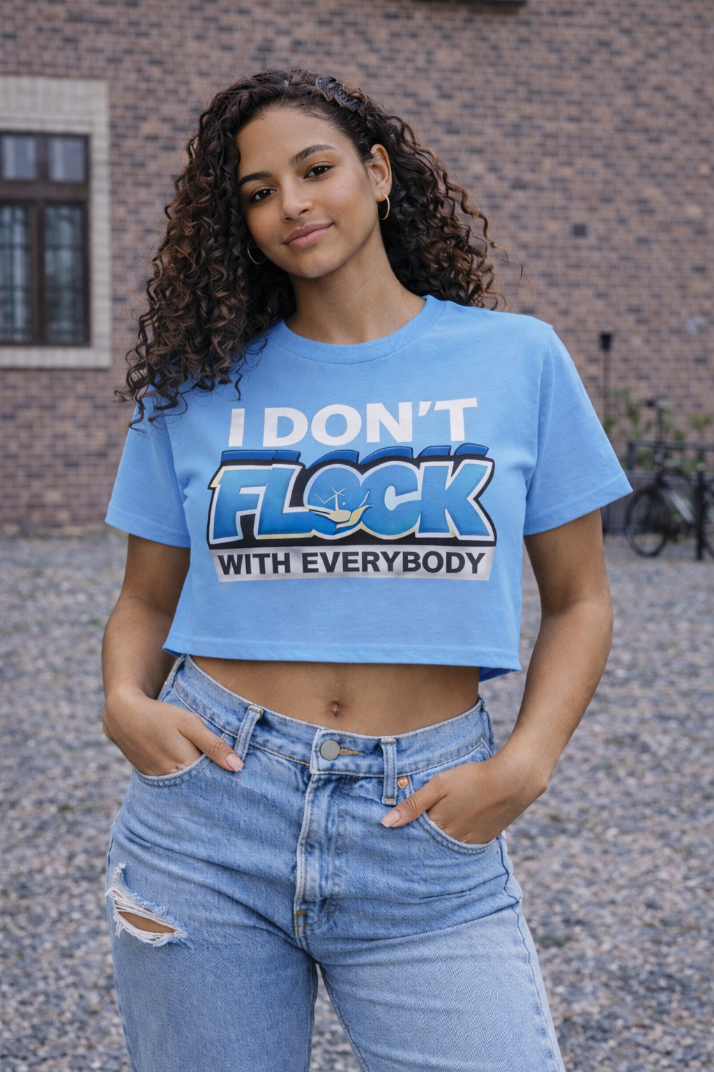 Women’s Pink I Don’t Flock With Everybody Crop Top