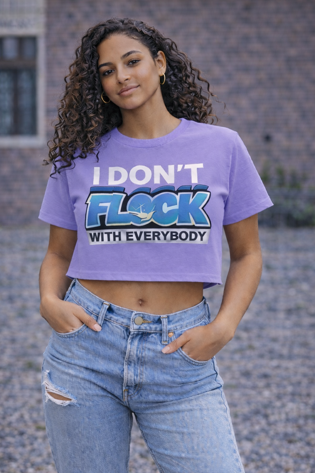 Women’s Pink I Don’t Flock With Everybody Crop Top