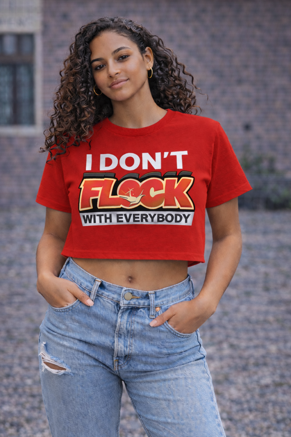 Women’s Pink I Don’t Flock With Everybody Crop Top