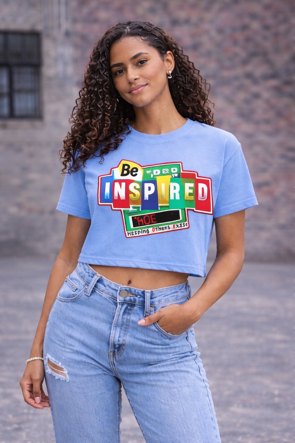 Be Inspired HOE Helping Others Excel Women’s Cropped Graphic T-Shirt