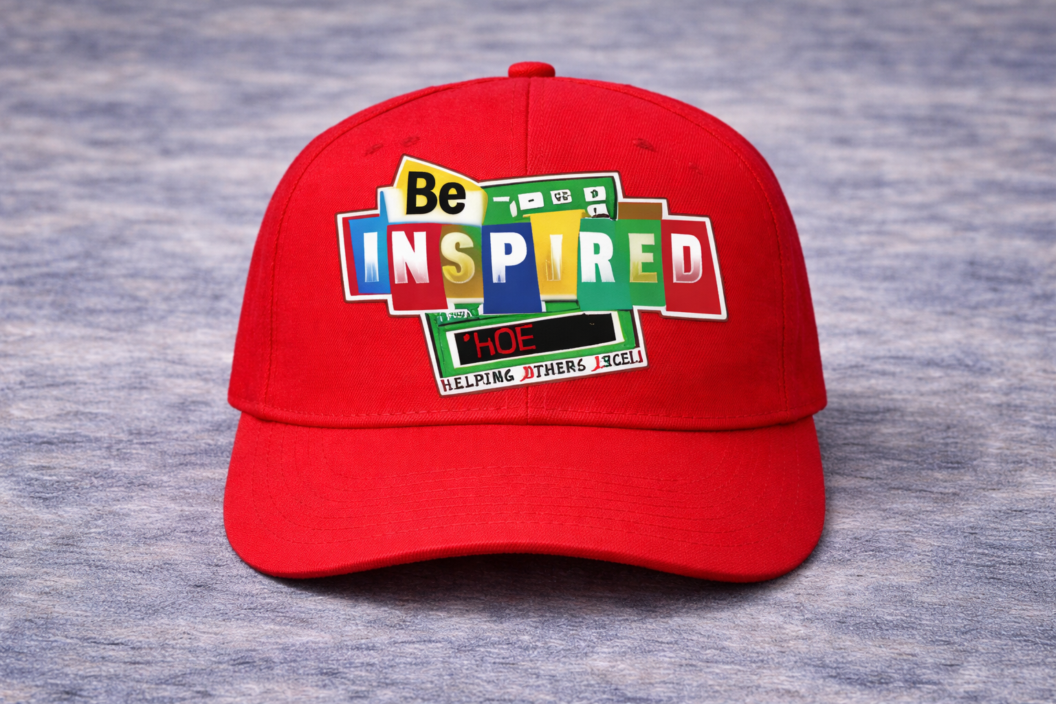 Be Inspired HOE Helping Others Excel Beige Baseball Cap
