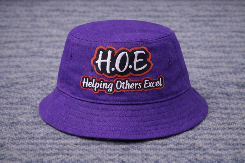H.O.E Helping Others Excel Bucket Hat Unisex Motivational Streetwear Cap