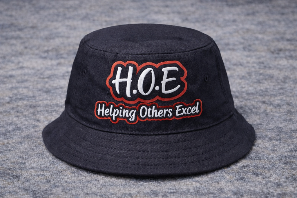 H.O.E Helping Others Excel Bucket Hat Unisex Motivational Streetwear Cap