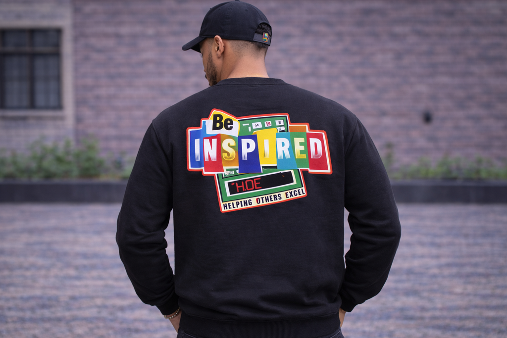Be Inspired HOE Helping Others Excel Black Crewneck Sweatshirt
